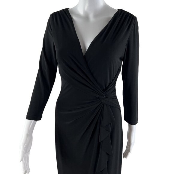 Ralph Lauren Womens Size 4 Black Evening Gown Pleated Elegant Romantic Stylish - Picture 4 of 16